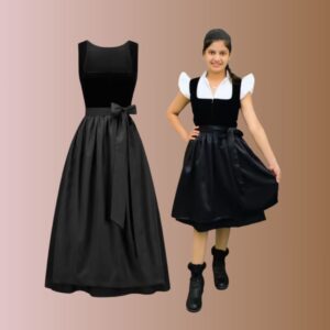 Authentic Elegant Black Velvet Dirndl Dress YDT-1
