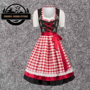 Authentic Black And Red Cotton Dirndl YDT-14