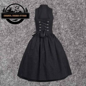 Authentic Black Cotton Dirndl Dress YDT-12