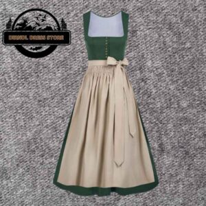 Authentic Green Cotton Dirndl Dress YDT-7