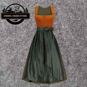 Authentic Orange Velvet Dirndl Dress YDT-8