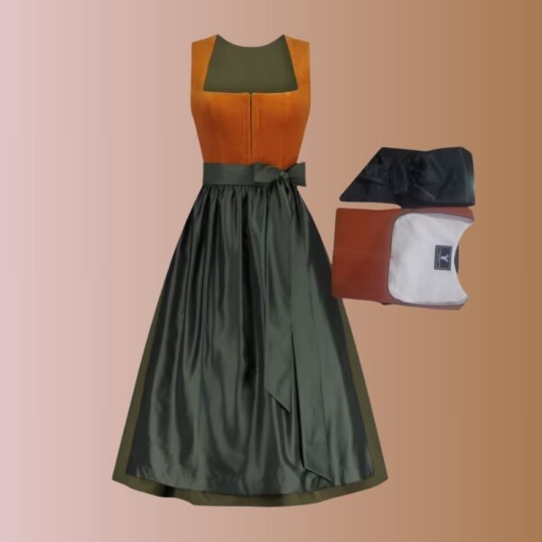 Authentic Orange Velvet Dirndl Dress YDT-8