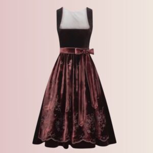 Maroon Velvet Dirndl Dresses | Bavarian Elegance